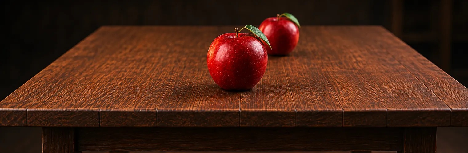 A second apple appears from a different perspective